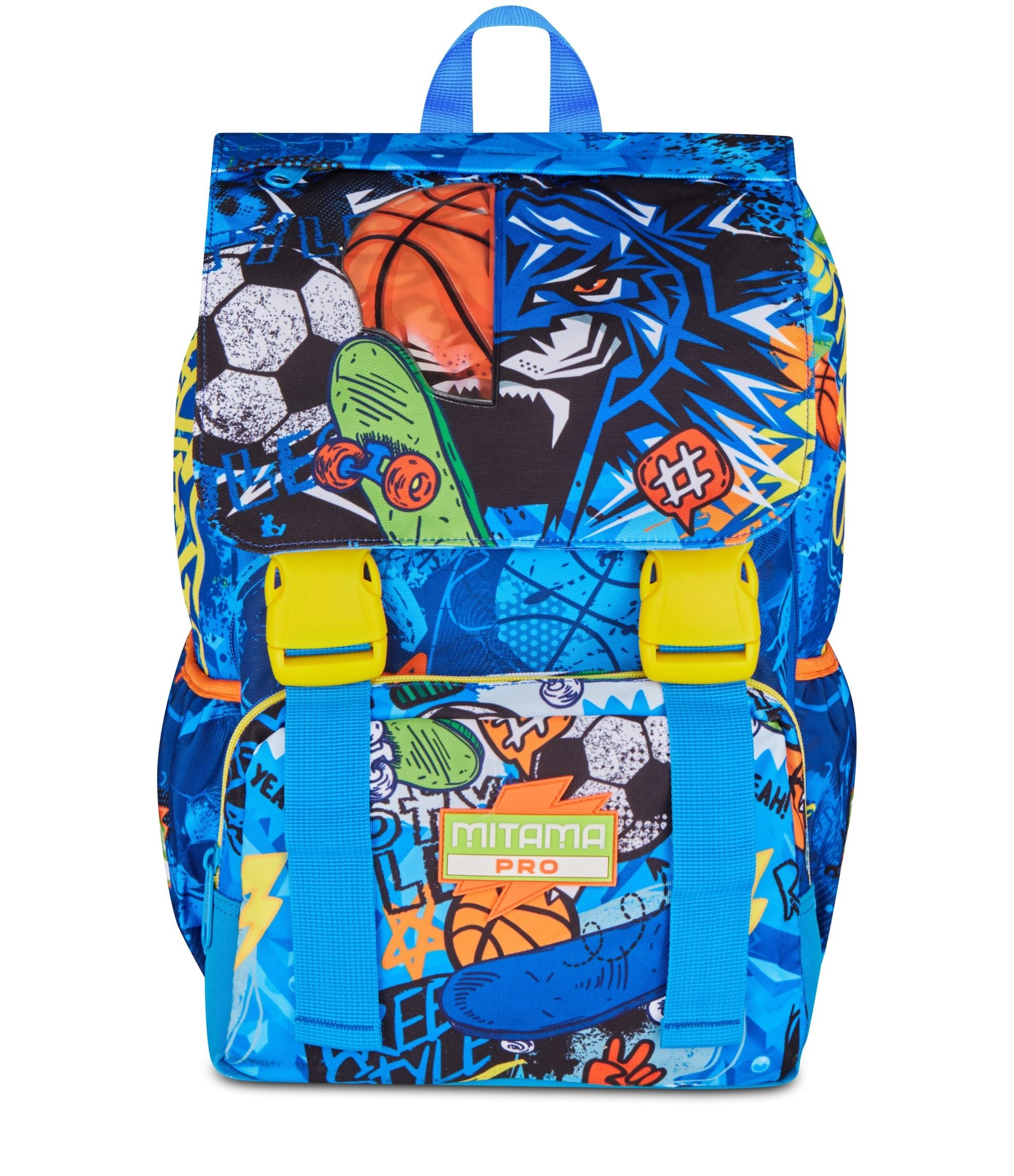 Mitama Zaino Estensibile 4 Zip, TIGERPLAY, Blu, Maxi Capienza, Tasca Porta Borraccia, Doppio Scomparto, Schienale Preformato, Bambino, Scuola Elementare