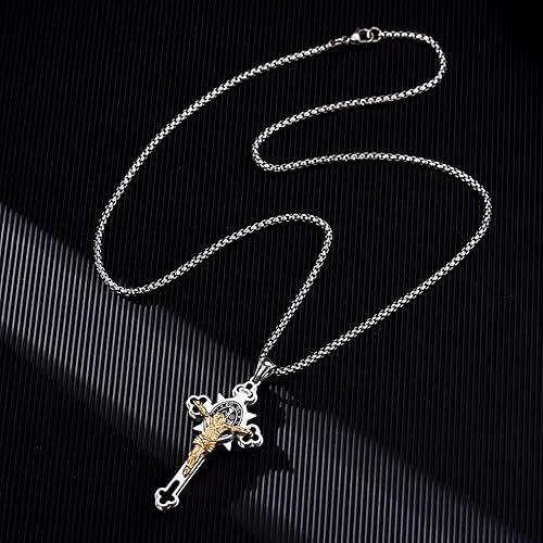 Miniatura 6 de JEWENICE Religion Stainless Steel Saint Benedict St. Benedict Crucifix Cross Pendants Necklace INRI