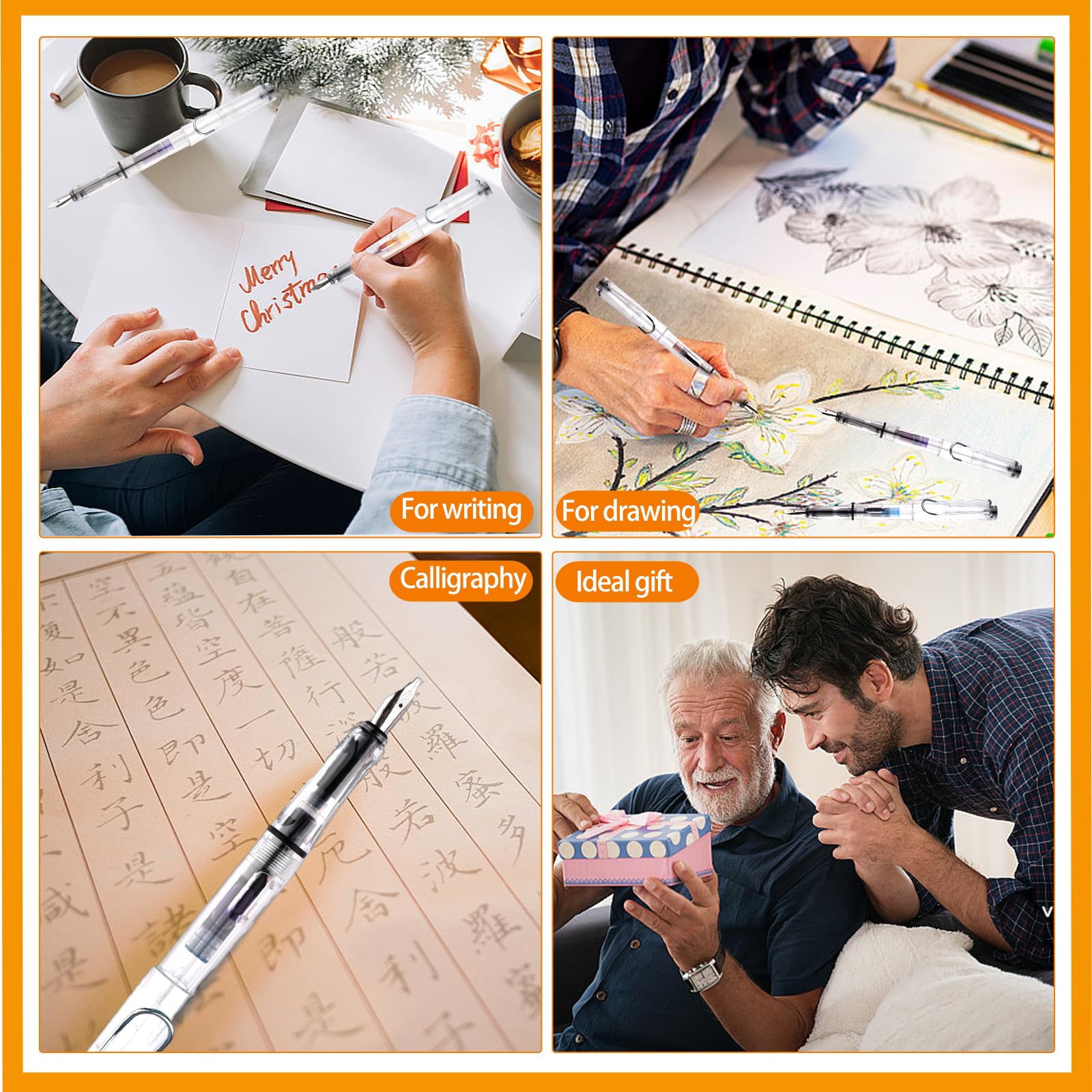 7 Stück Kalligraphie Füller Set,Kaligraphiestifte Set Anfänger mit 42 Tintenpatronen in 13 Farben,Füllfederhalter mit Verschiedenen Federn,für Grußkarten, Unterschriften, Kalligraphie, Schreiben