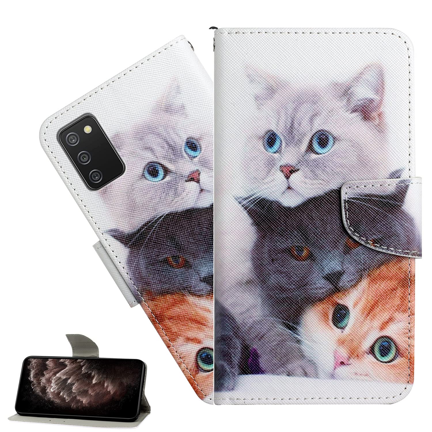 LEMAXELERS Cover Portafoglio Per Huawei Honor 9X Lite, Custodia In Pelle Con Stampa 3D Gatto Giallo, Supporto E Slot Per Carte