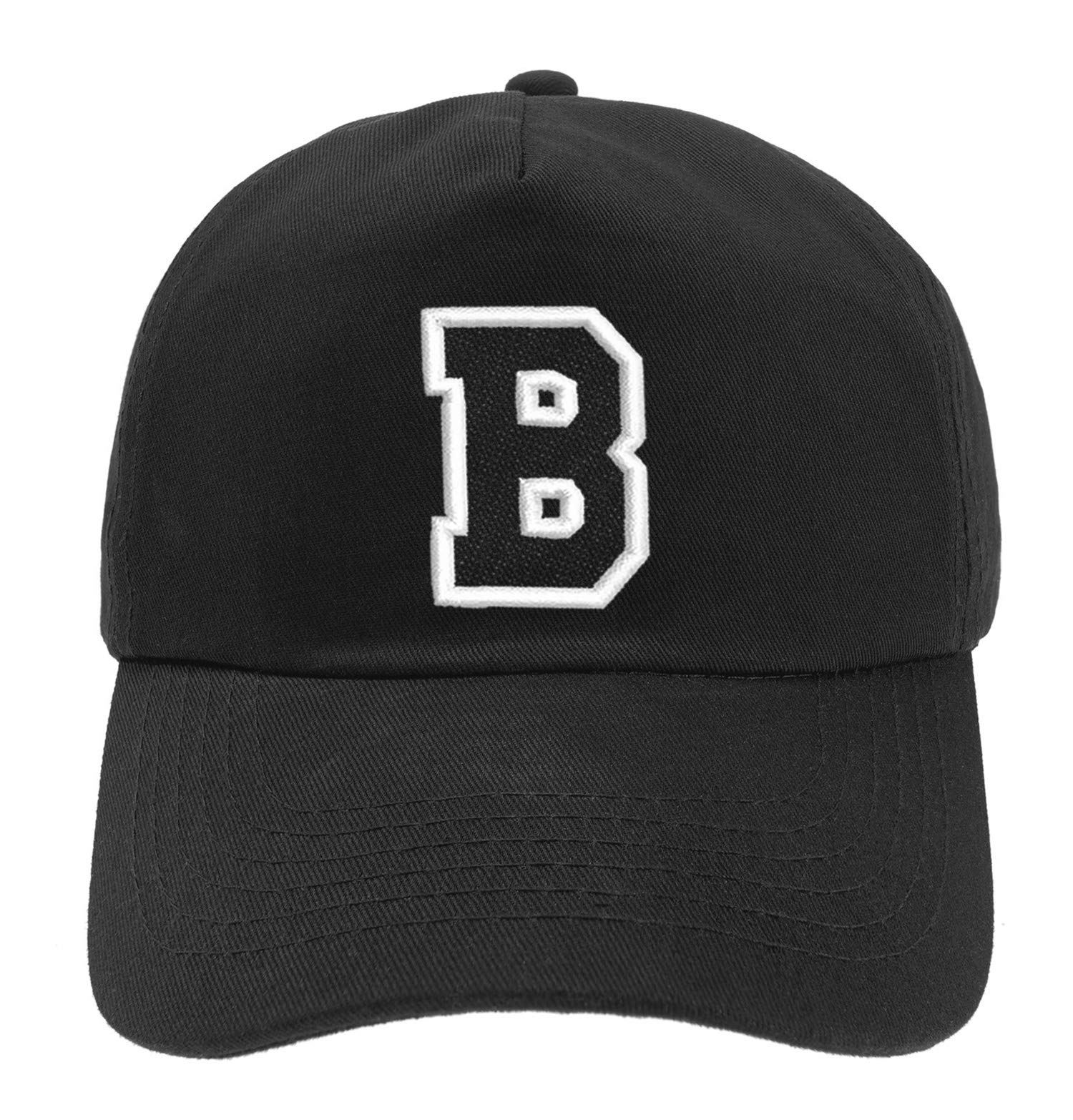 Mfaz Morefaz Ltd Boys B Oy Girl Adjustable Aseball Cap Lack Children School Caps Kids Hat Sport Alphabet A-Z (B)