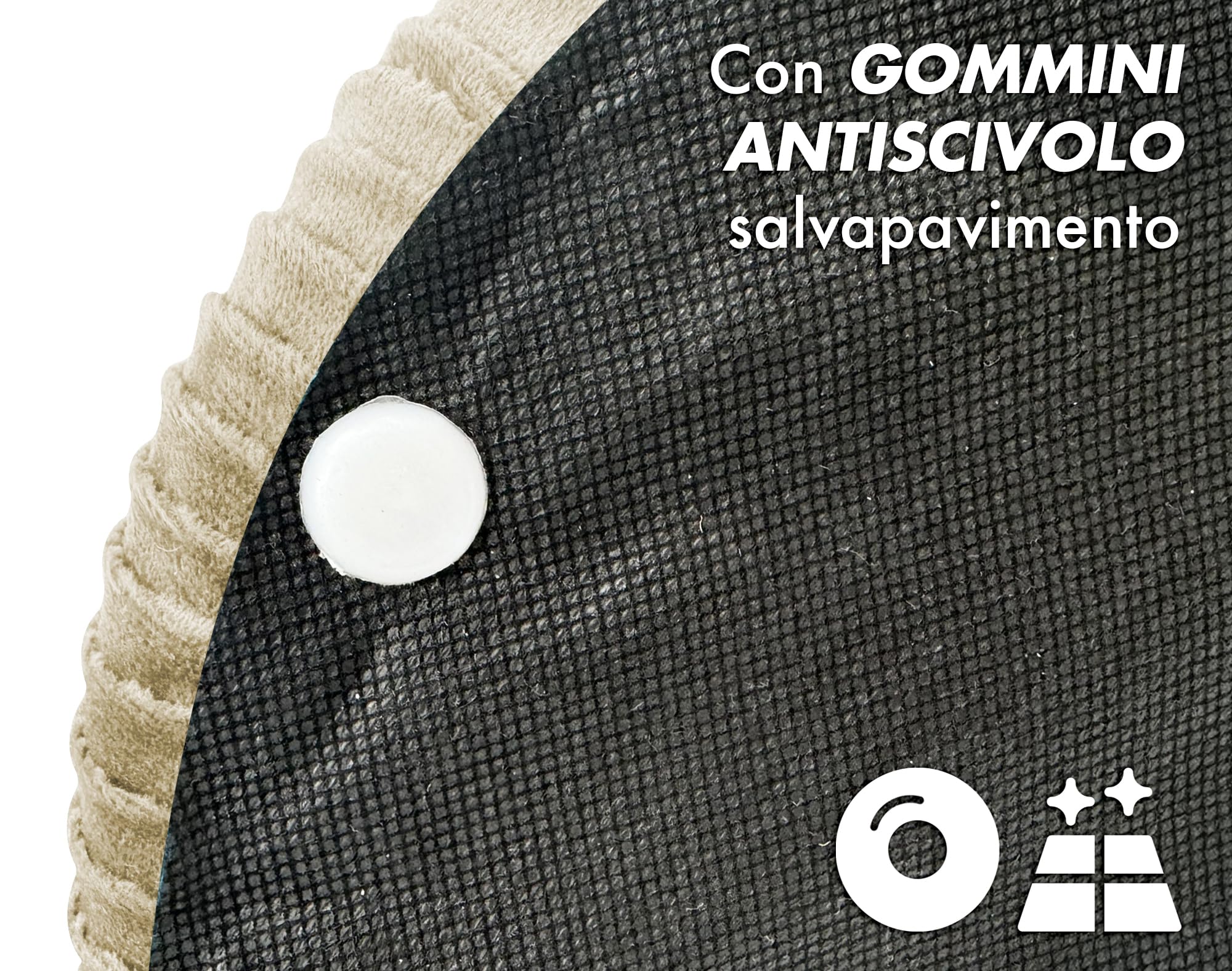 IlGruppone Set Di 2 Pouf Contenitori In Velluto Design Moderno Poggiapiedi,Tondo con Coperchio Rimovibile e Seduta Imbottita - Panna