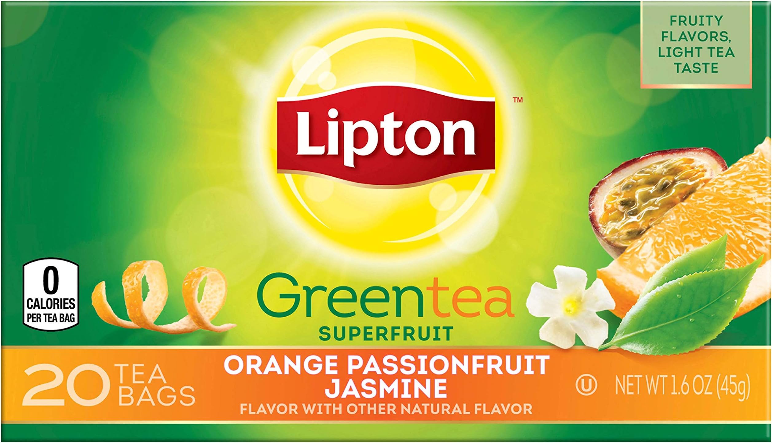 Lipton Green Tea, Orange Passionfruit & Jasmine, 20 Count Box