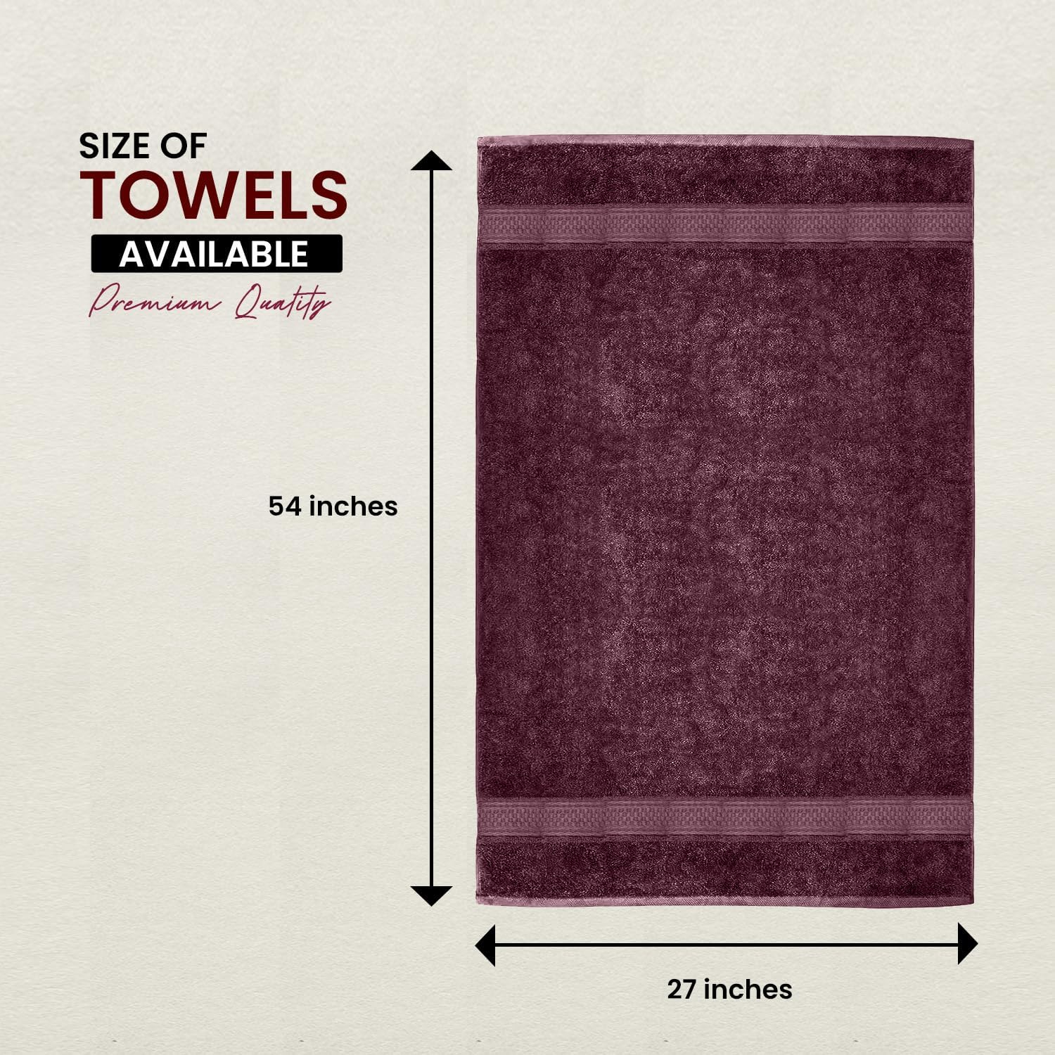 5 Pack Burgundy Bath Towels 27” x 54” – 600 GSM Highly Absorbent 100% Cotton Quick-Dry Towels – Luxury Hotel Quality for Spa, Bathroom & Daily Use