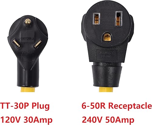 Miniatura 2 de ONETAK NEMA TT-30P a 6-50R 120V 30 Amp 10 AWG Enchufe macho de 3 clavijas a receptáculo hembra de 3 clavijas RV soldador adaptador conector de cable