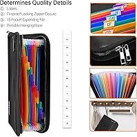 Vista 5 de ENGPOW Receipt Coupon Organizer,Fireproof 13 Pockets Expanding File Folder Small Accordian File Organizer,Portable Filing Wallet Holder with Zipper
