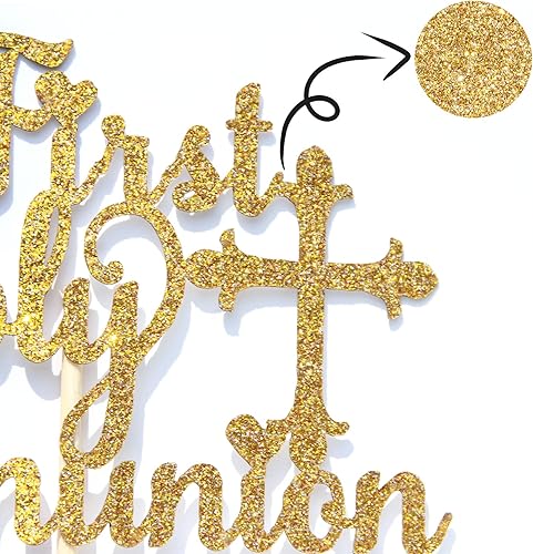 Miniatura 7 de Ferastar Decoración para pastel de primera comunión, Dios bendiga a este niño, baby shower, cumpleaños de niños, boda, bautizo, decoración de fiesta