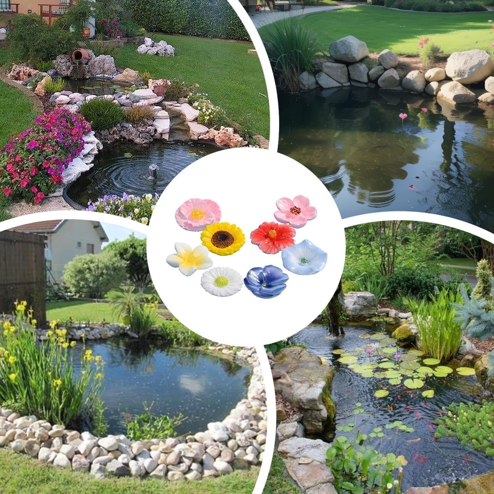 Bienentränke, 8 schwimmende Blumen aus Harz | Hydratationsstation für Bienen, Futterhaus, Vögel, Außenbereich, für Garten, Balkon, Terrasse, Landschaft, Schmetterlinge, Wildvögel