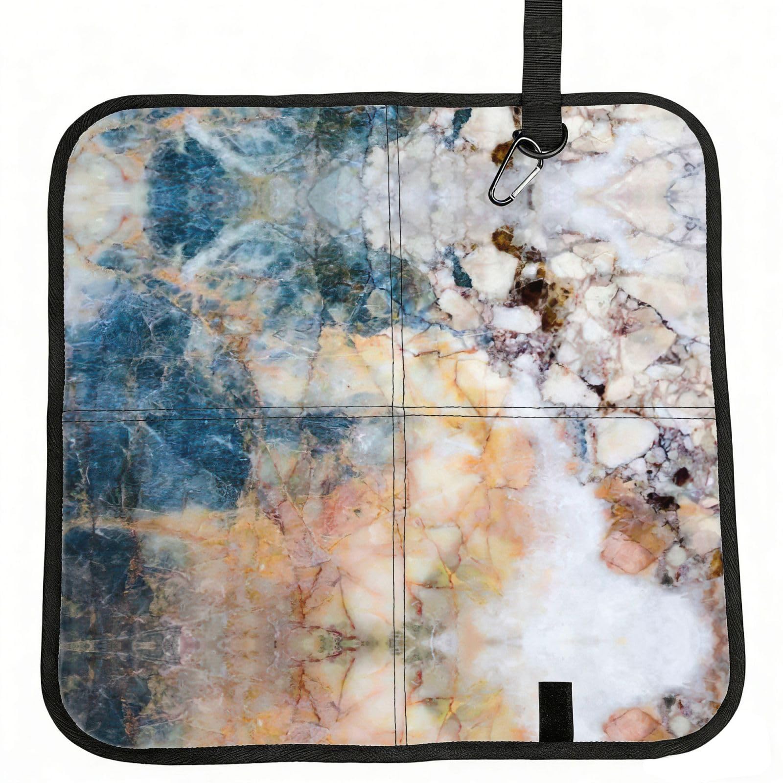 SDEGTHO Marble Print Padded Seat Pad Folding Cushion Waterproof Bench Mat Portable Outdoor Rest Mat 15.8"
