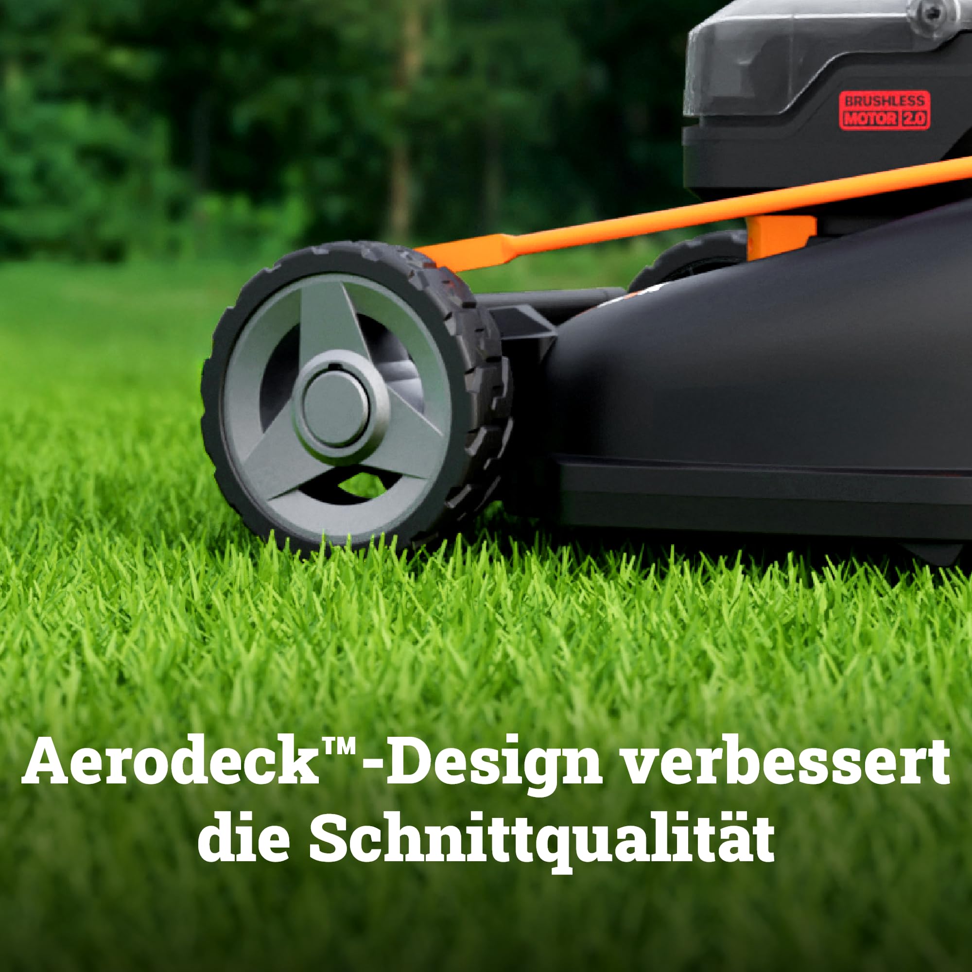 WORX WG760E 40V Akku-Rasenmäher 51cm, bis max.600 m², bürstenloser Motor, 80L Fangkorb, 7-fache Schnitthöhe, Selbstantrieb, IntelliCut & 3-in-1 Funktion, inkl. 2X 5.0Ah Akkus & Dual-Ladestation