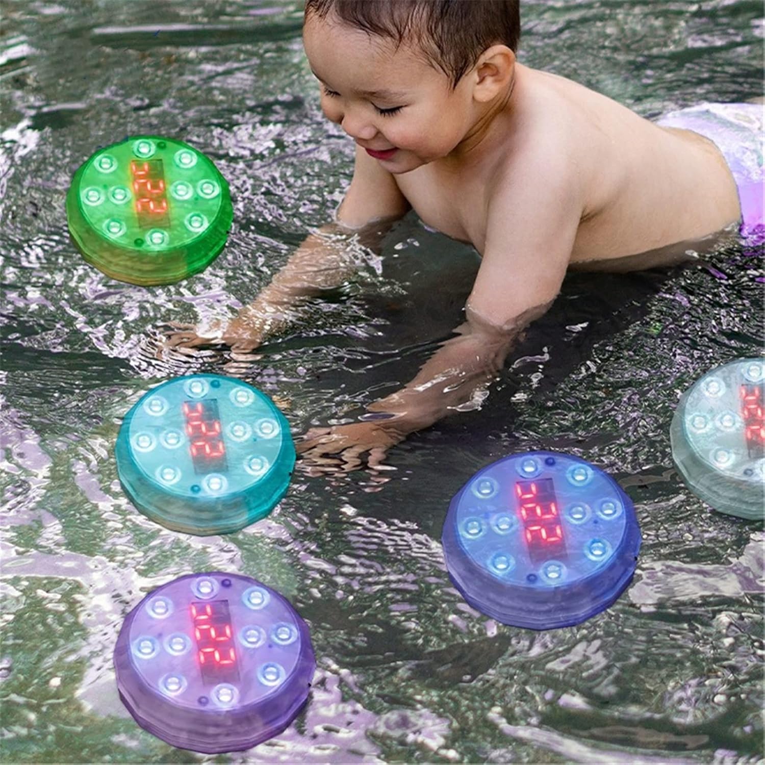 Temperature Display Underwater Swimming Pool Light Remote Magnetic 8.5CM LED Diving Lamp IP67 Bathtub Aquarium RGB Lights 2023(1PCS)