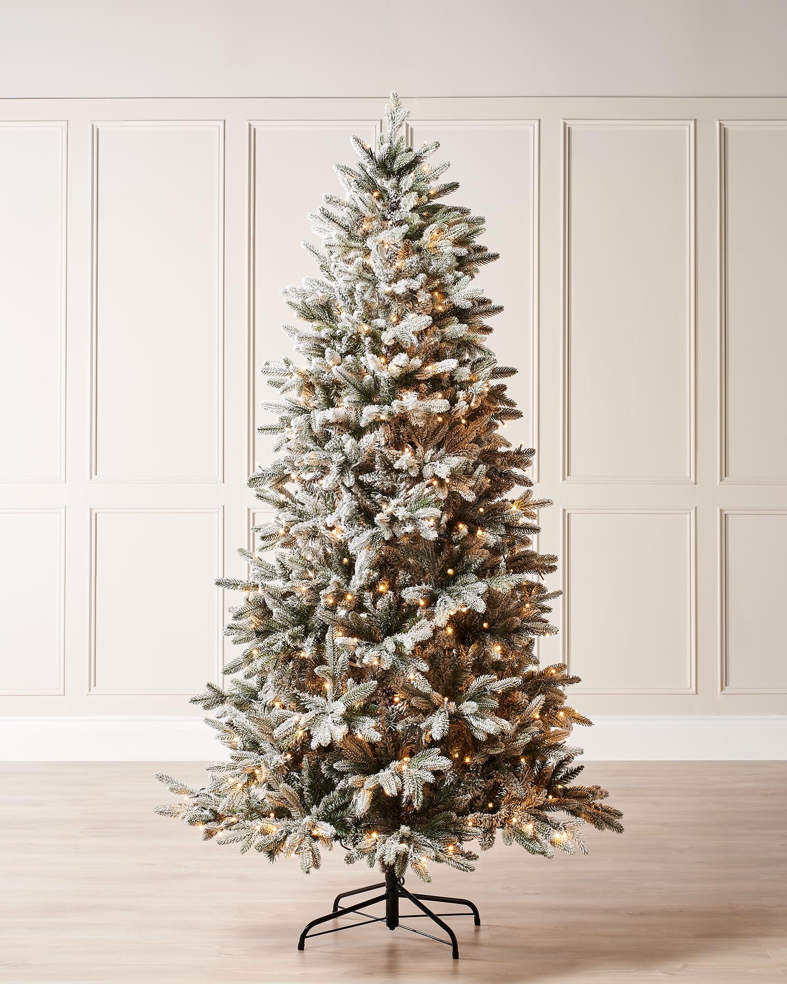 Pre-Lit Slim Snow Flocked Christmas Tree, 9 ft