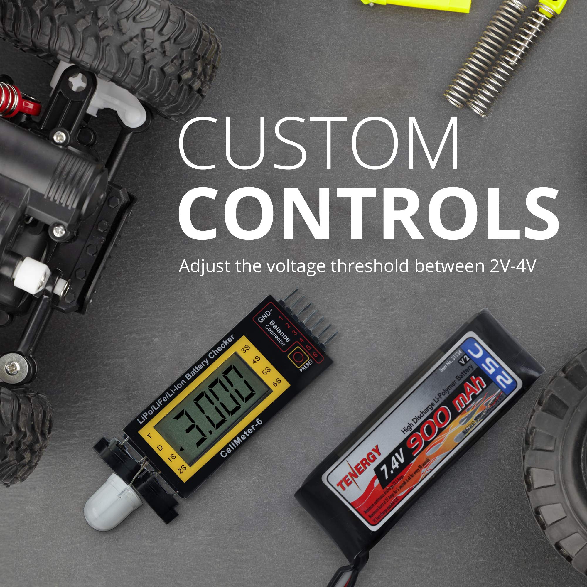 Tenergy Compact Cell Meter, LiPo Alarm and Digital Battery Checker for