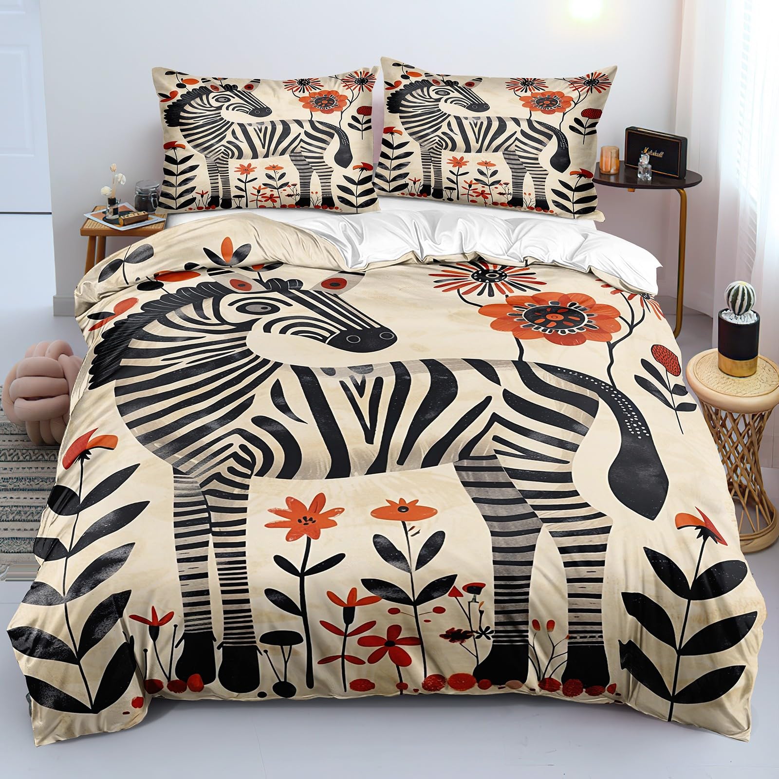 Housse de couette 140x200 zèbre pour une décoration de chambre jungle