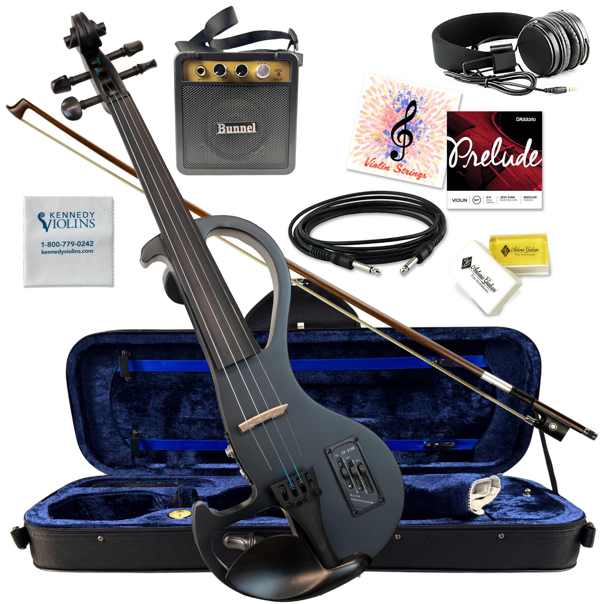 Electric Violin Bunnel Edge Outfit 4/4 Full Size (BLACK)