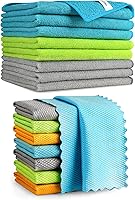 Vista 1 de AIDEA Paños de limpieza de vidrio de microfibra, 8 unidades, 16 x 16 pulgadas, limpiador de microfibra de vidrio y ventanas, sin pelusas, limpia