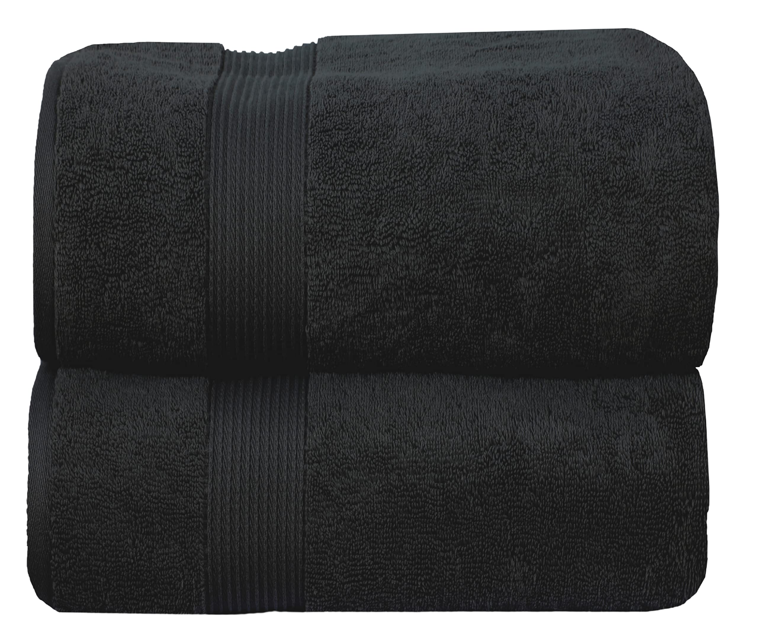 Jumbo Bath Sheets Extra Large (90 x 180 cm, 2 Pack) 100% Cotton Super Soft Hotel Quality Towel Bath Sheet - 600 GSM Ring Spun, Ultra Soft, Absorbent BeachTowels Bathroom Bath Towels Set (Black)