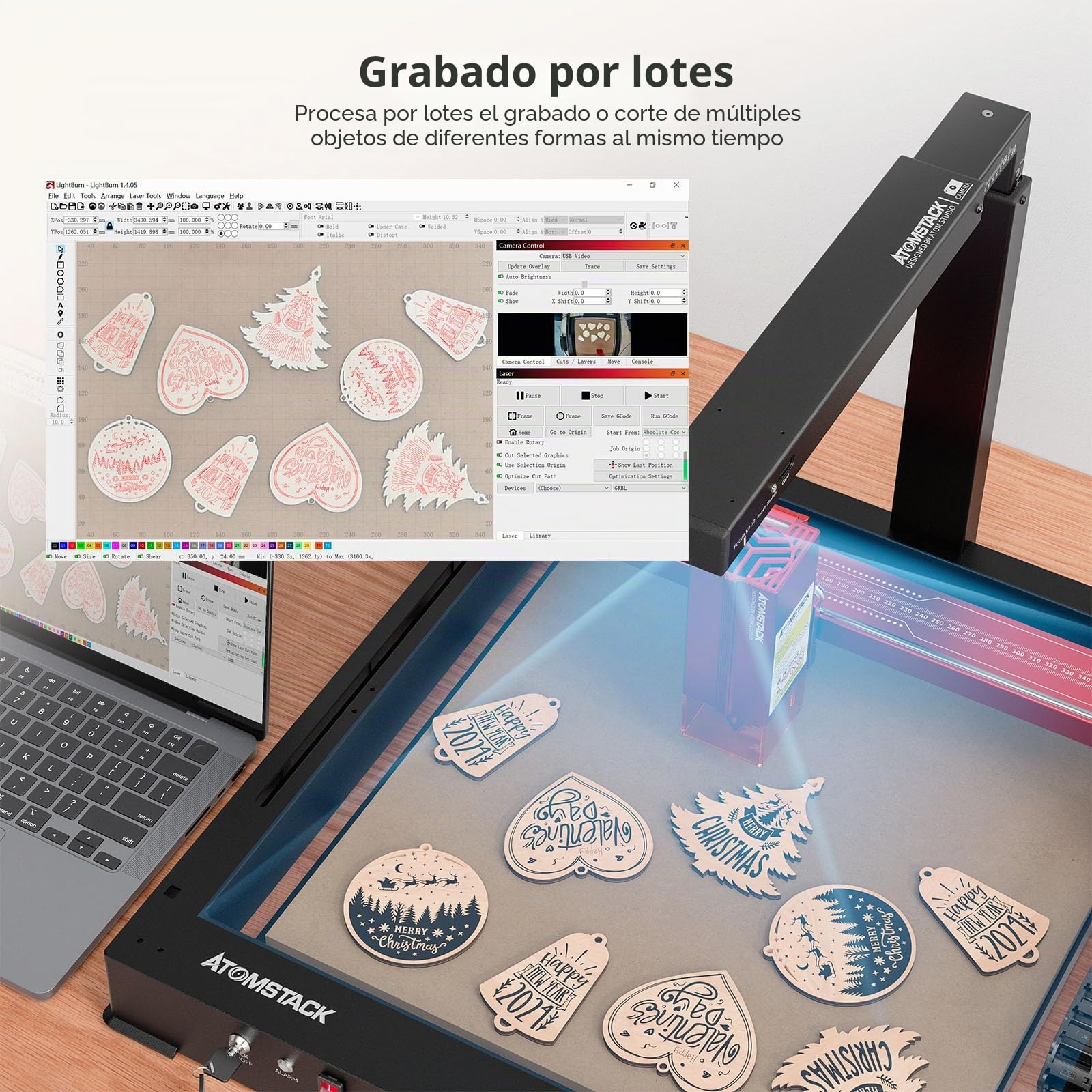 ATOMSTACK AC2 Grabadora Láser AC Serie Cámara Para Máquina de Grabado Láser Cámara Lightburn Vista Previa Inalámbrica Posicionamiento Preciso Grabado Por Lotes