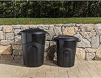 Vista 7 de United Solution TI0087 - Contenedor de basura redondo de 20 galones, color negro, fácil de transportar con construcción resistente, asas de paso