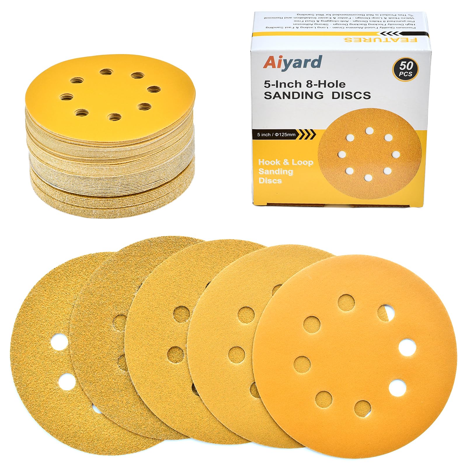 Aiyard 5-Inch Sanding Discs - 320 Grit (50 Pack) -18 Aiyard 5-Inch Sanding Discs - 320 Grit (50 Pack) -18