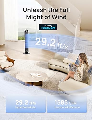 Miniatura 4 de Dreo Ventilador calefactor, calentadores eléctricos de 42 pulgadas para uso en interiores con termostato, 5 niveles de calor y 12 niveles de