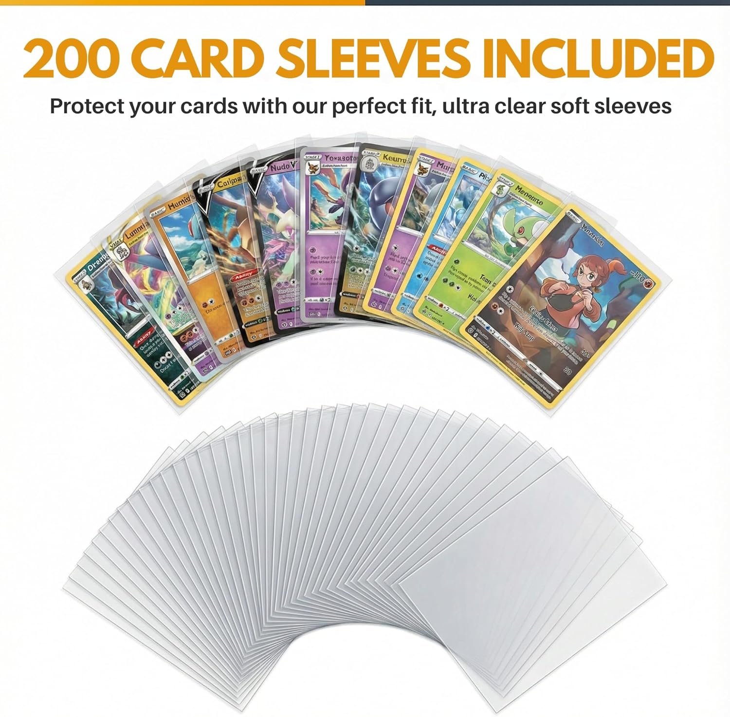 X PRO 1000+ Card Binder - Comes with 200 Card Sleeves | Compatible with TCG, Sports, MTG & More - 16 Pocket Card Binder | TCG Binder Black