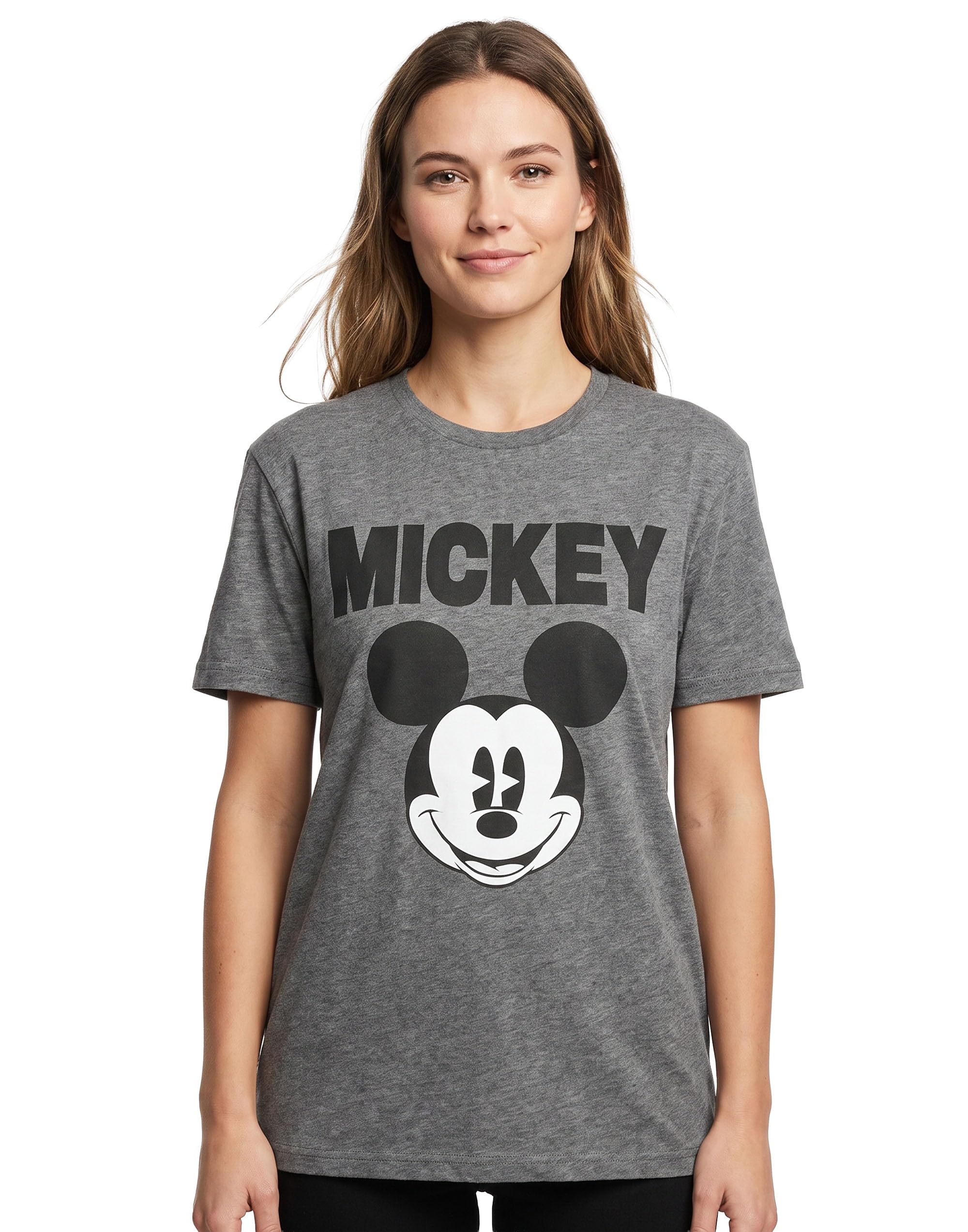 B&Q -  Disney Womens Grey Mickey Mouse Short Sleeved T-Shirt (Small)