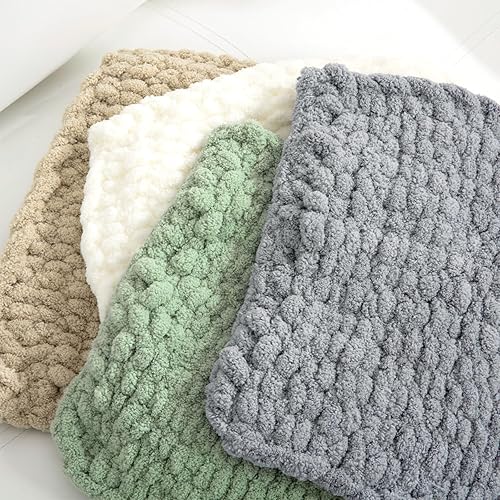 Vista 87 de HOMBYS Hilo de felpilla grueso verde salvia para tejer a mano, esponjoso, suave, jumbo, hilo súper voluminoso para manta gruesa, hilo para tejer