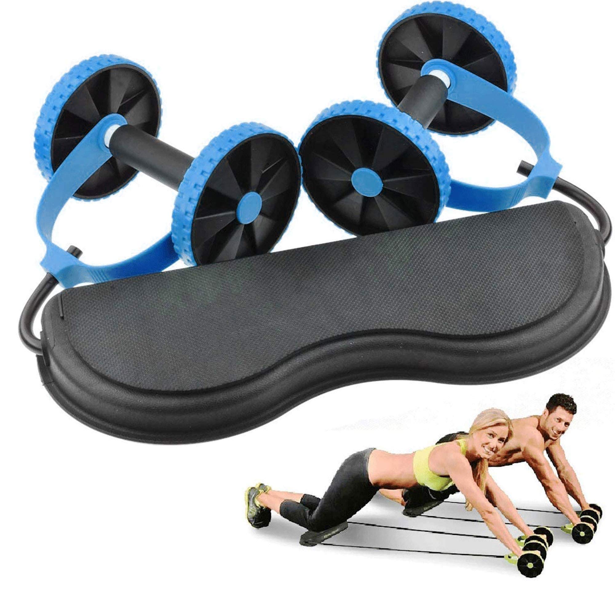 Kemket Pull Rope Abdominal Muscle Wheel - Strengthen, Stretch, and Tone Your Abs, Core, Arms, Back, and Shoulders (Blue)