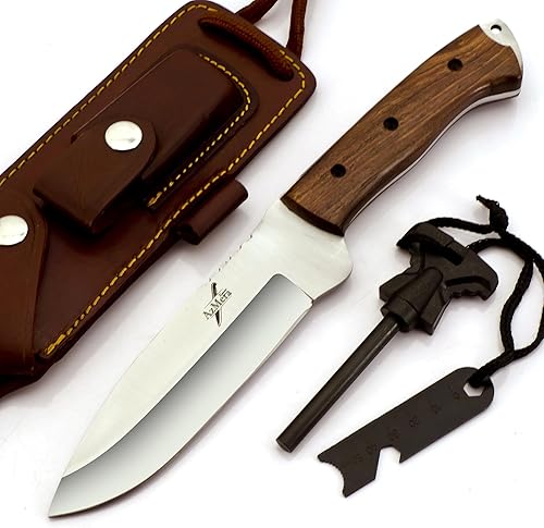 Azmera Bushcraft - Cuchillo de caza con iniciador de fuego, cuchillo de supervivencia de hoja fija de acero inoxidable, cuchillo hecho a mano con disponible en Yaxa Colombia