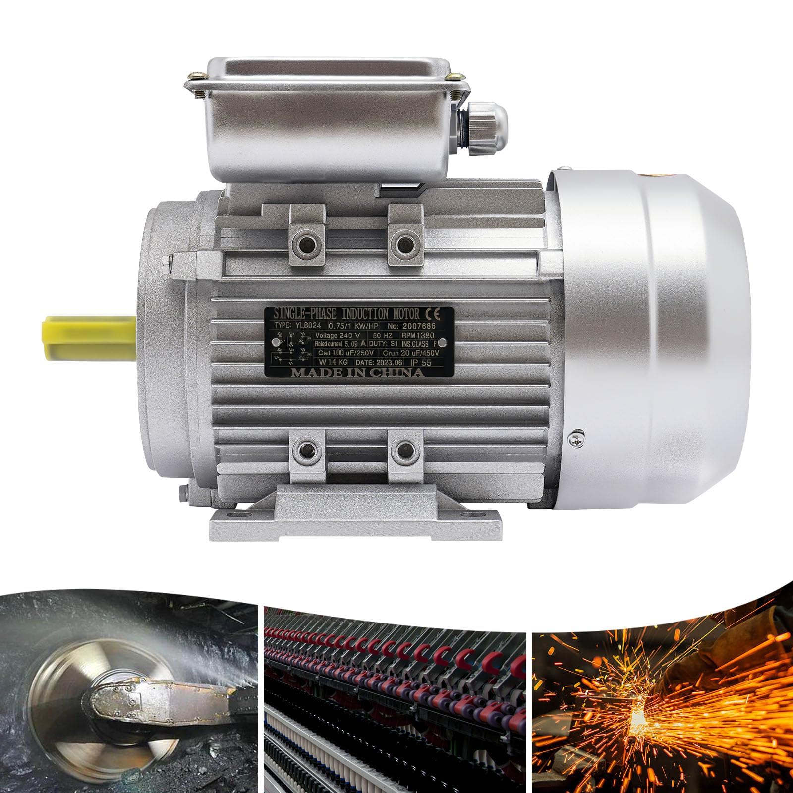Motor eléctrico monofásico mezclador de cemento de hormigón 1380 rpm para compresor de arranque pesado CA motor eléctrico