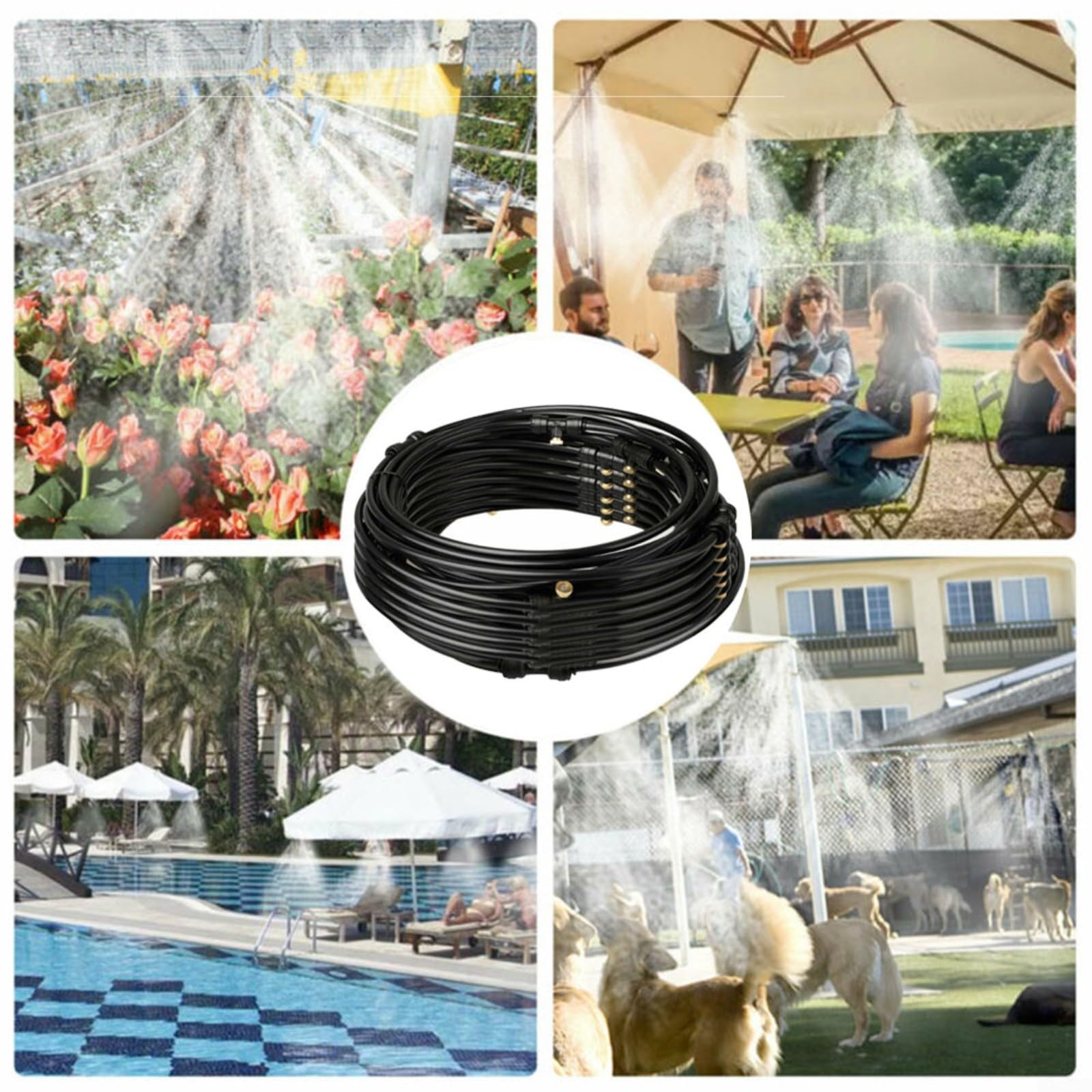 9M Nebelkühlsystem mit 11 Messingdüsen, Gartenbewässerungs-Set, für Terrasse, Gewächshaus, Luftkühlung