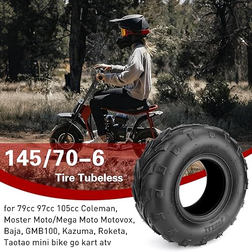 Miniatura 3 de 14570-6 Mini neumáticos para bicicleta, 145 70-6 sin cámara ATV Go Kart Street neumáticos de repuesto para Coleman CC100X B100 CT100U KT196 Baja