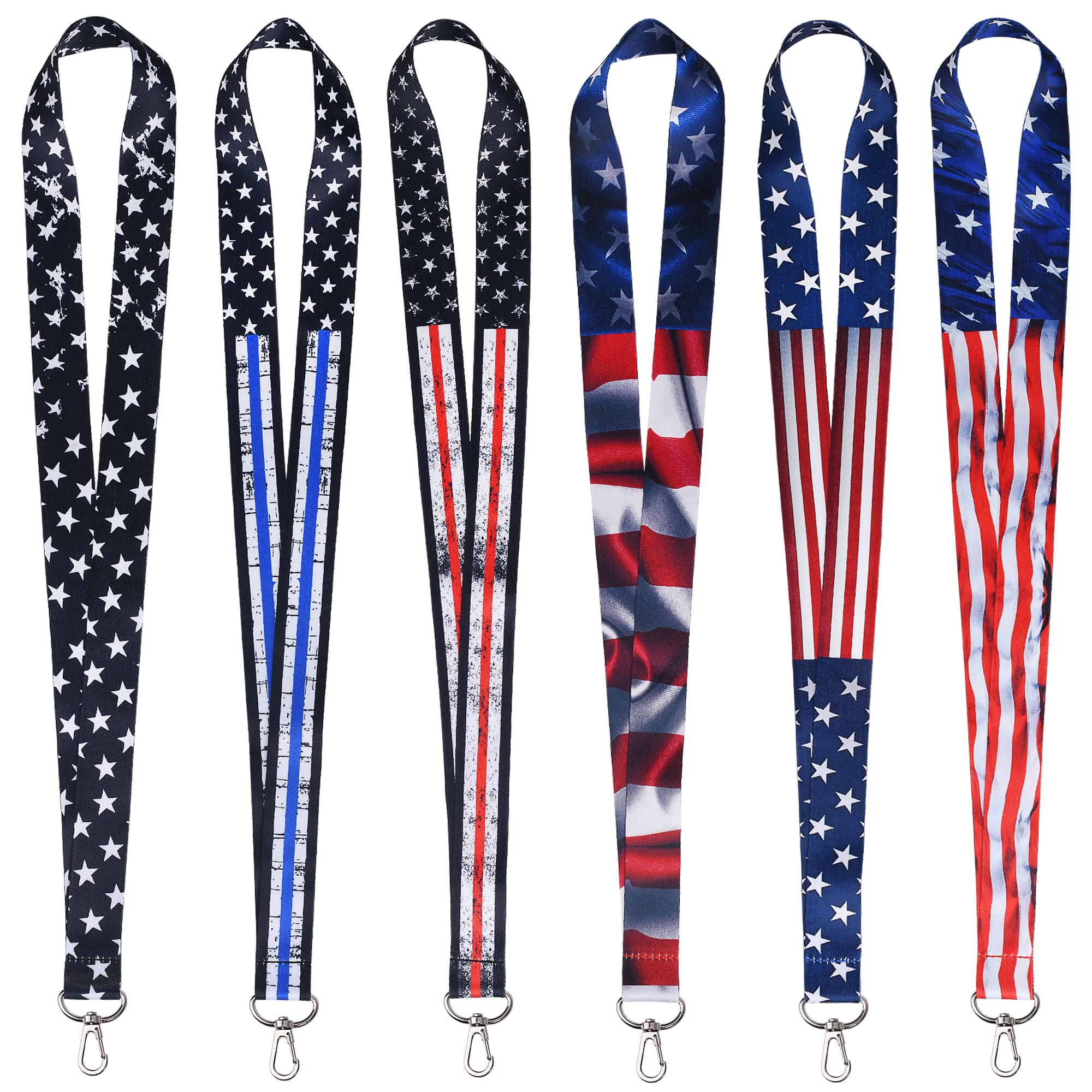GTOTd Cordón para el cuello de profesor de la bandera estadounidense (paquete de 6) para llavero, accesorios patrióticos, regalos de decoración, suministros de fiesta, tarjetas de identificación,