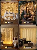 Vista 4 de Brightown - Cadena de luces de cortina con 300 LED, 3 mt de luces colgantes de hadas con control remoto, 8 modos, luces impermeables para ventanas