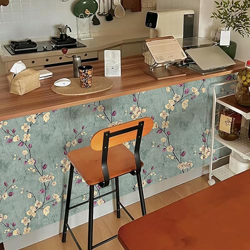 Miniatura 8 de Papel tapiz floral para despegar y pegar, papel de contacto con árbol de flores, autoadhesivo, extraíble, moderno, verde, decorativo, para cubrir