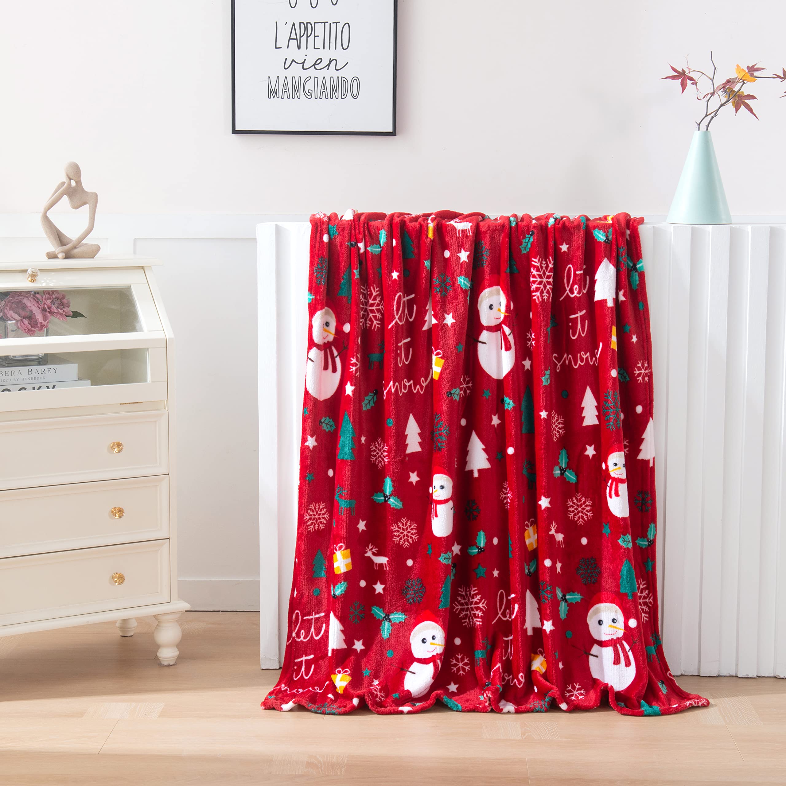 Elegant Comfort Luxury Velvet Super Soft Christmas Prints Fleece Blanket-Holiday Theme Home Décor Fuzzy Warm and Cozy Throws for Winter Bedding Couch and Gift - Image 4