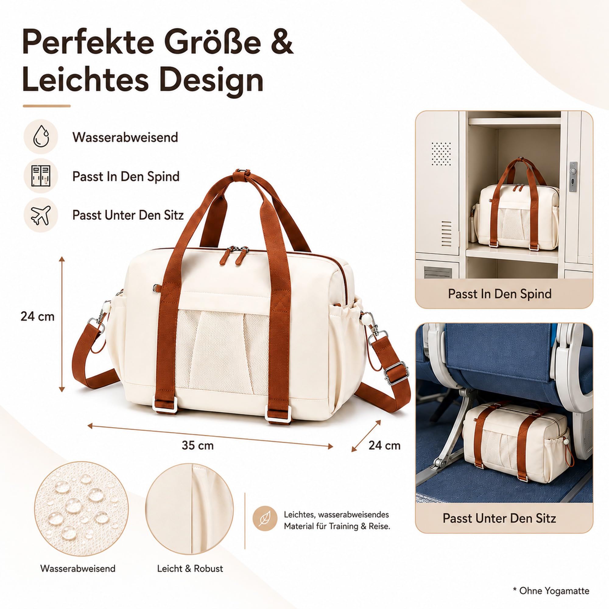 LEDAOU Borsa sportiva da donna con supporto per tappetino da yoga, 20 l, piccola borsa da viaggio come bagaglio a mano, borsa da palestra leggera con tasche per scarpe e scomparto bagnato, mini borsa