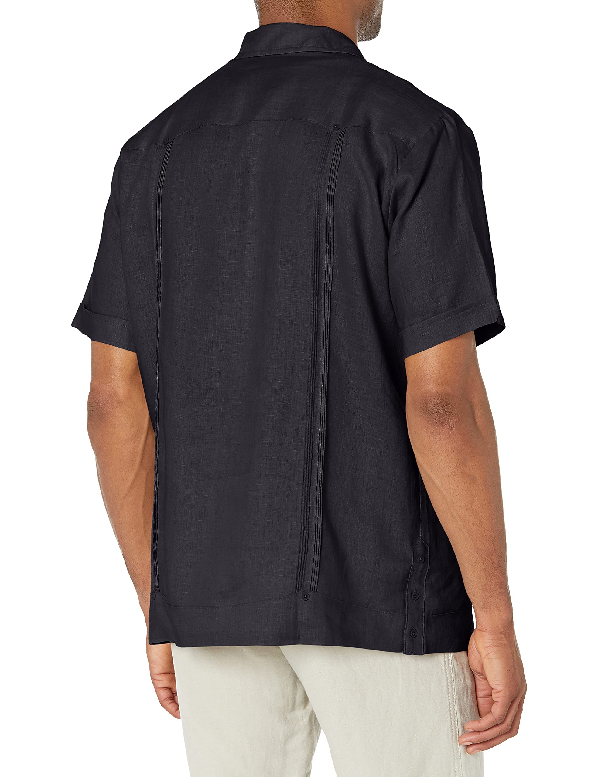 Cubavera Herren Guayabera-Hemd, 100% Leinen, kurzärmelig, Knopfleiste, Vier Taschen, Camp-Kragen, Biesen-Detail, leicht