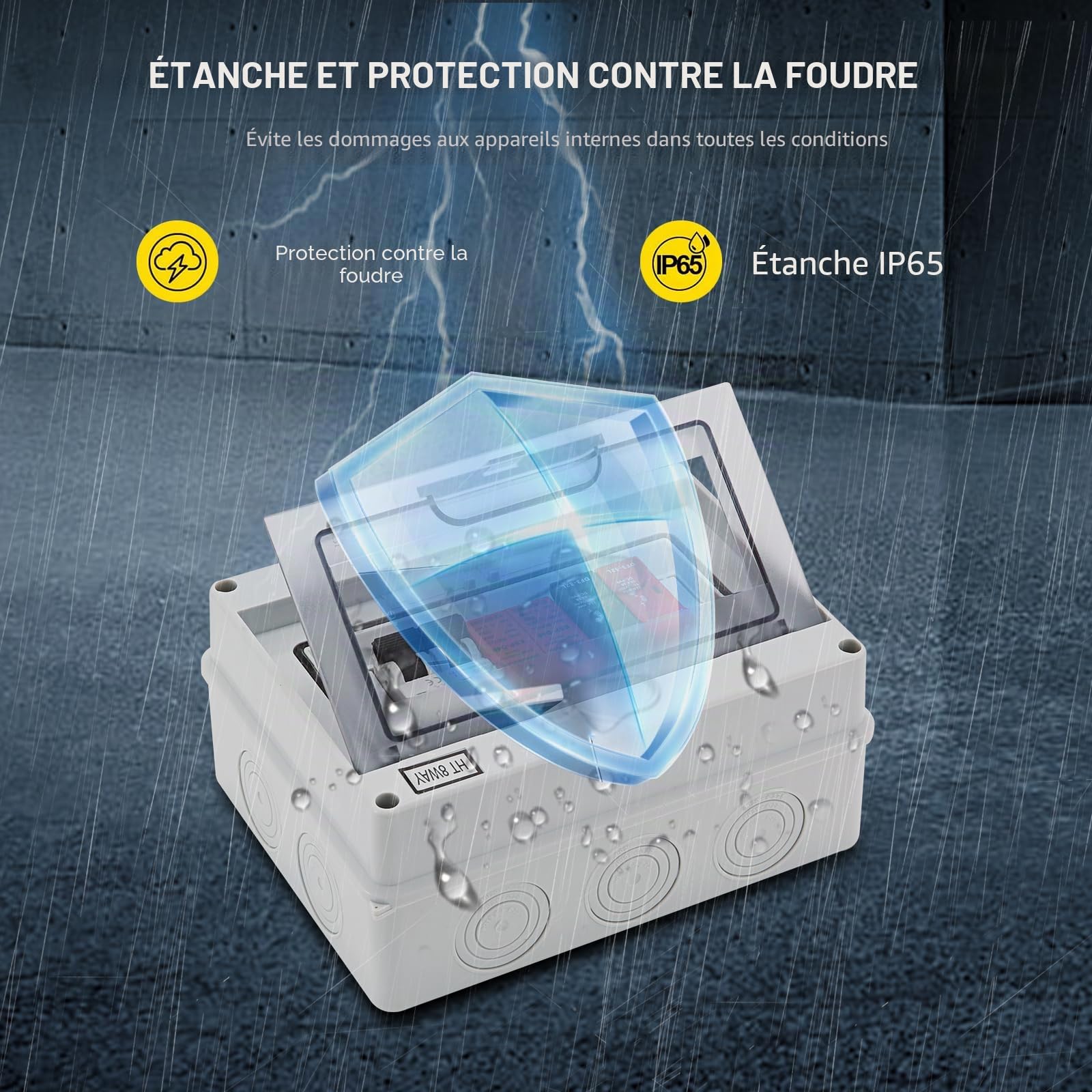VOU Combinateur solaire DC 600 V pour panneau solaire, 1 chaîne avec connecteur parafoudre pour système de panneau solaire marche/arrêt, 1 entrée 1 sortie 15 A, disjoncteur 63 A, étanche