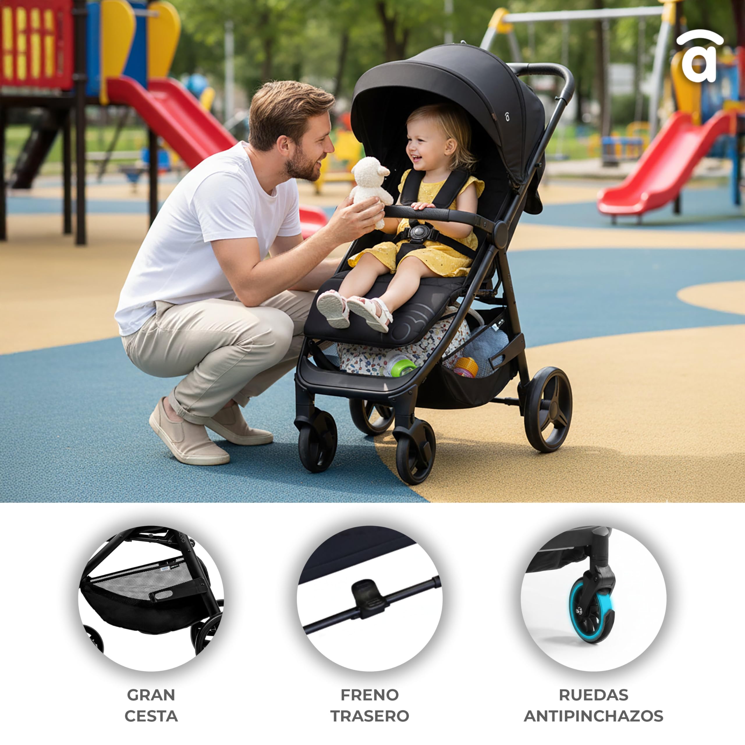 Silla de Paseo Ligera, Compacta y Segura hasta 22 kg | Respaldo Reclinable, Capota Extensible, Gran Cesta y Diseño Elegante para la Comodidad de tu Bebé y tu Tranquilidad | Iconic Rosa ASALVO