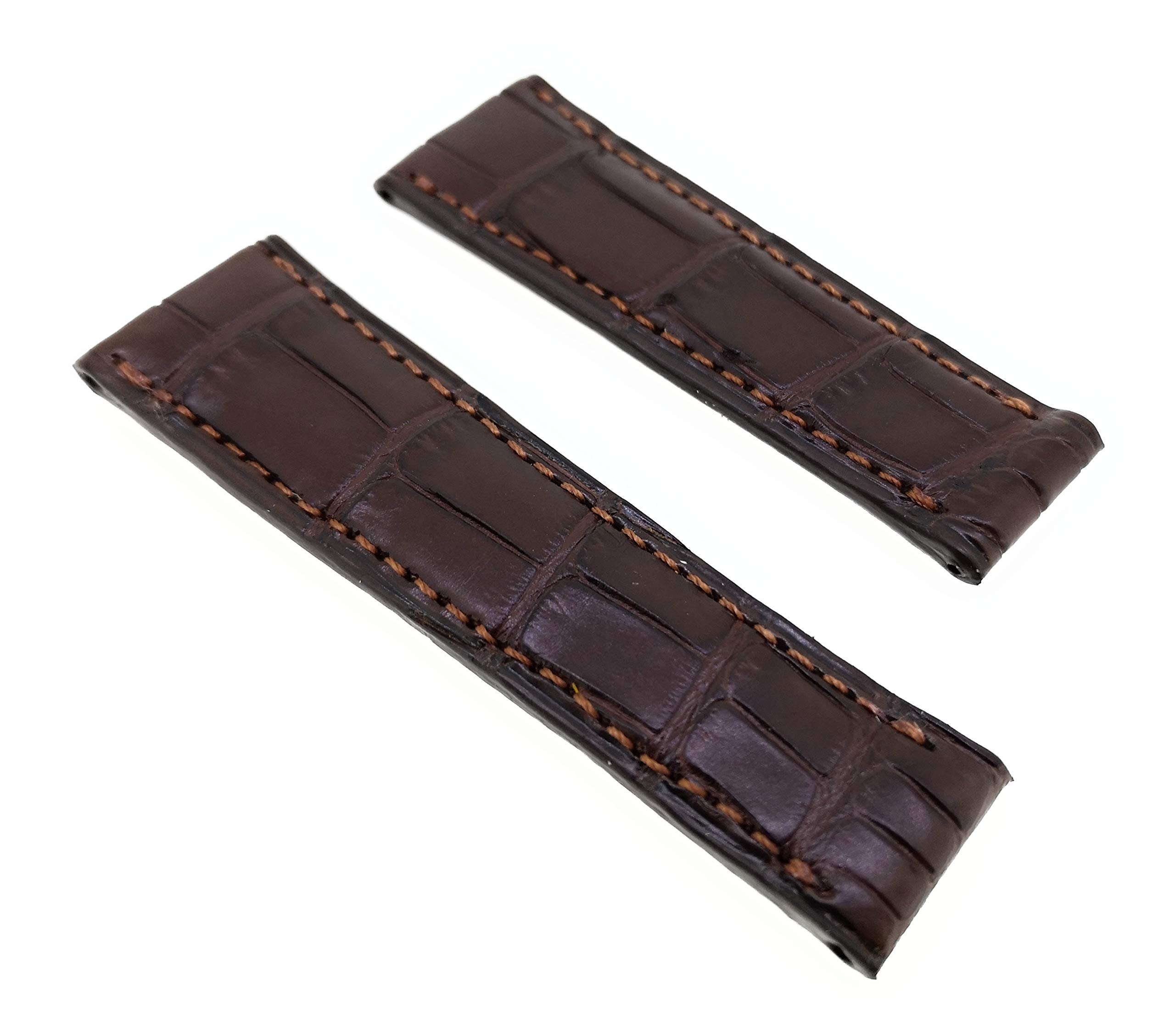 Sandtuhr Correa de reloj para Rolex Daytona marrón auténtica piel de cocodrilo, 20 mm