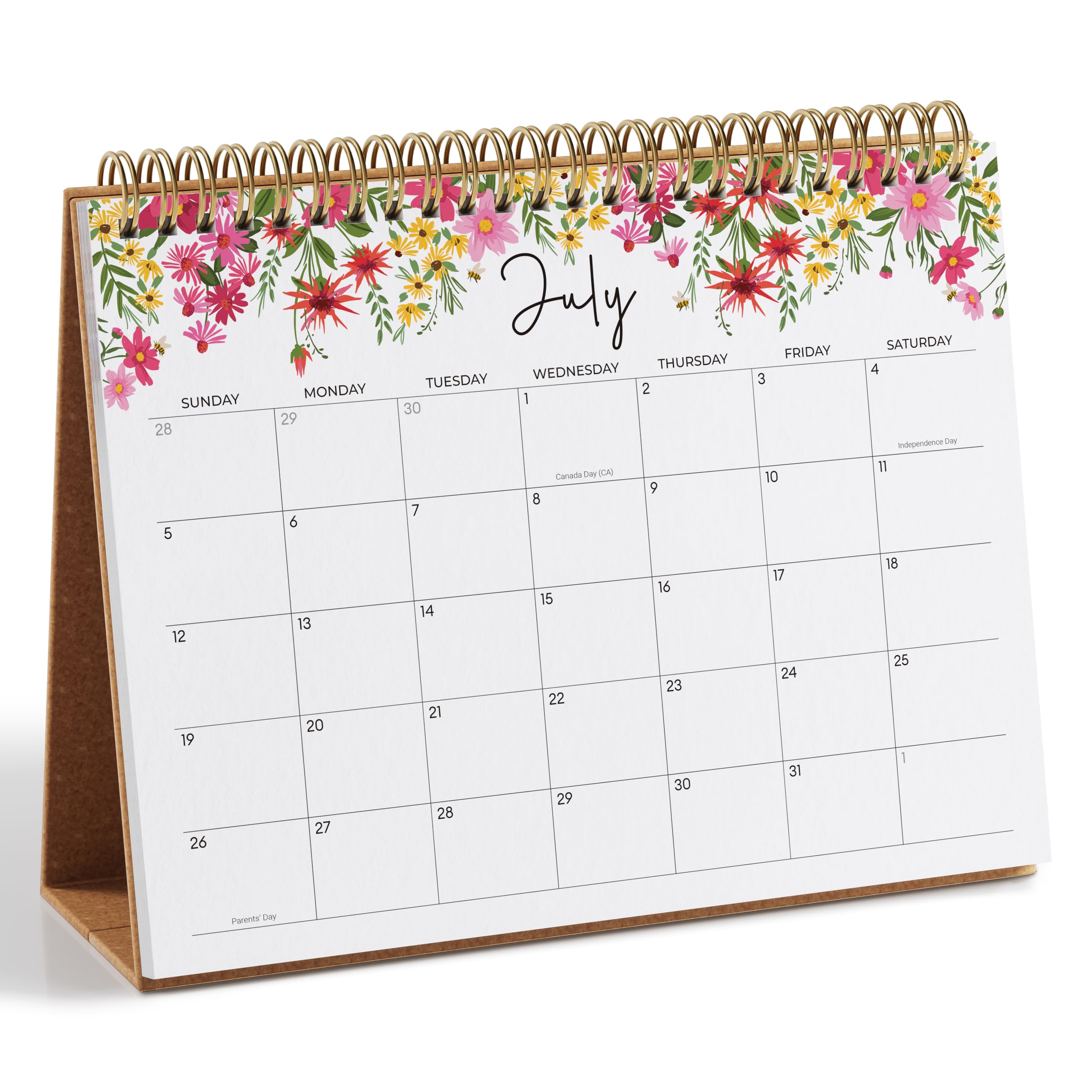 Calendario da tavolo piccolo 2026-2027, Jokotha Calendario da tavolo in piedi, da gennaio 2026 a giugno 2027, calendario da tavolo da 18 mesi con adesivi e design floreale, 20,3 x 15,2 cm