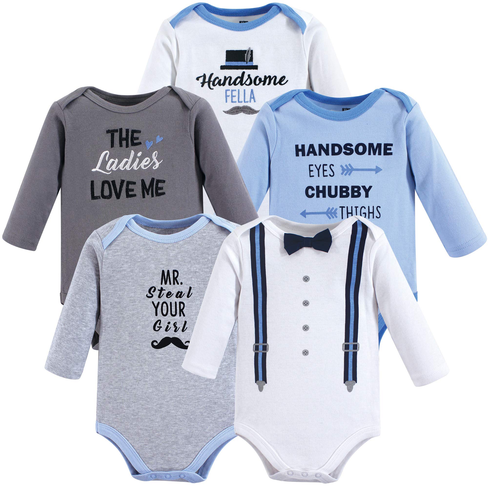Hudson Baby unisex-baby Cotton Long-sleeve Bodysuits, Heather Gray, 3-6 Months — view 20