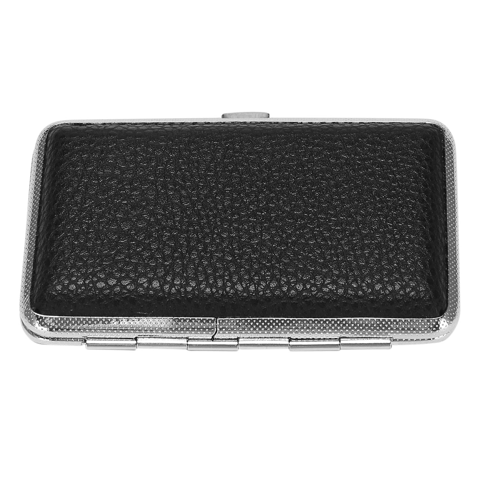(R) Metal Frame Black Faux Leather Case Box