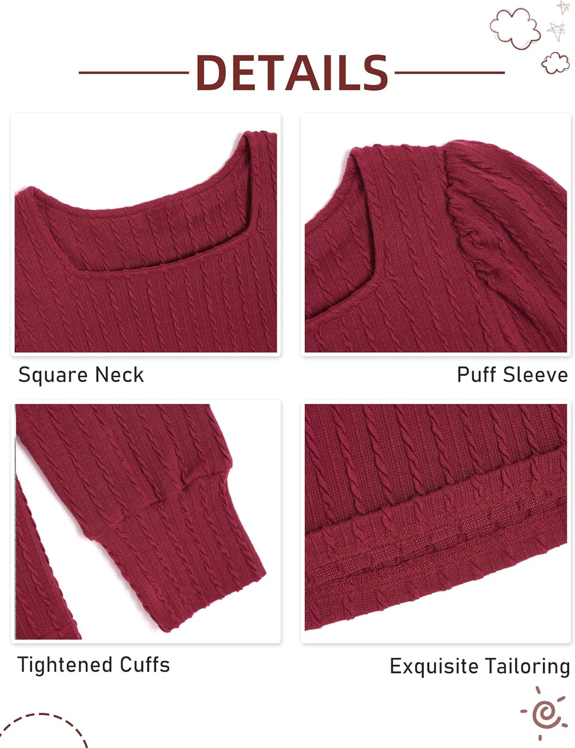 Teen Girl Clothes Girls Outfits 3Pcs Square Neck Puff Sleeve Top Wide Leg Plaid Pants Kids Clothes Fall 6-14Y - Image 3