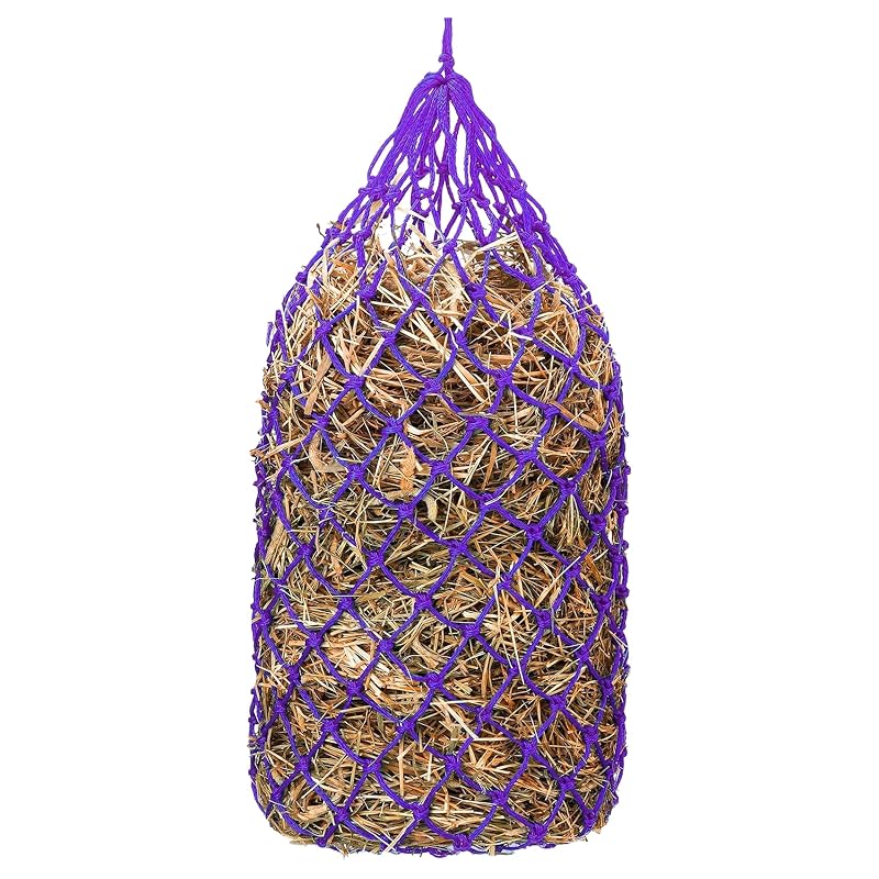 Saco para feno com alimentação lenta para cavalos, cabras, vacas e jumentos Kwik Pets, roxo, 106,68 cm