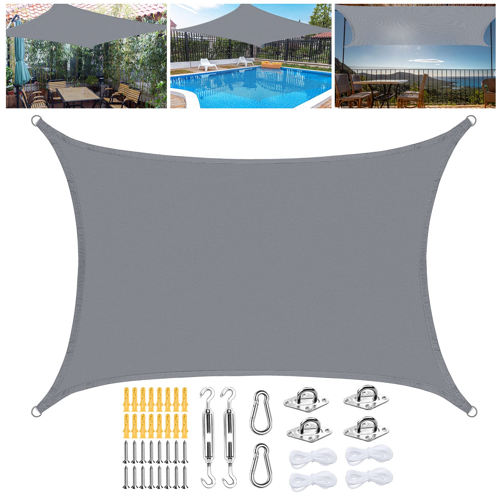 Buy HUTHIM Sun Shade Sail Waterproof Sails Canopy 3m x 4m, Garden Sail Outdoor Pergola Awnings