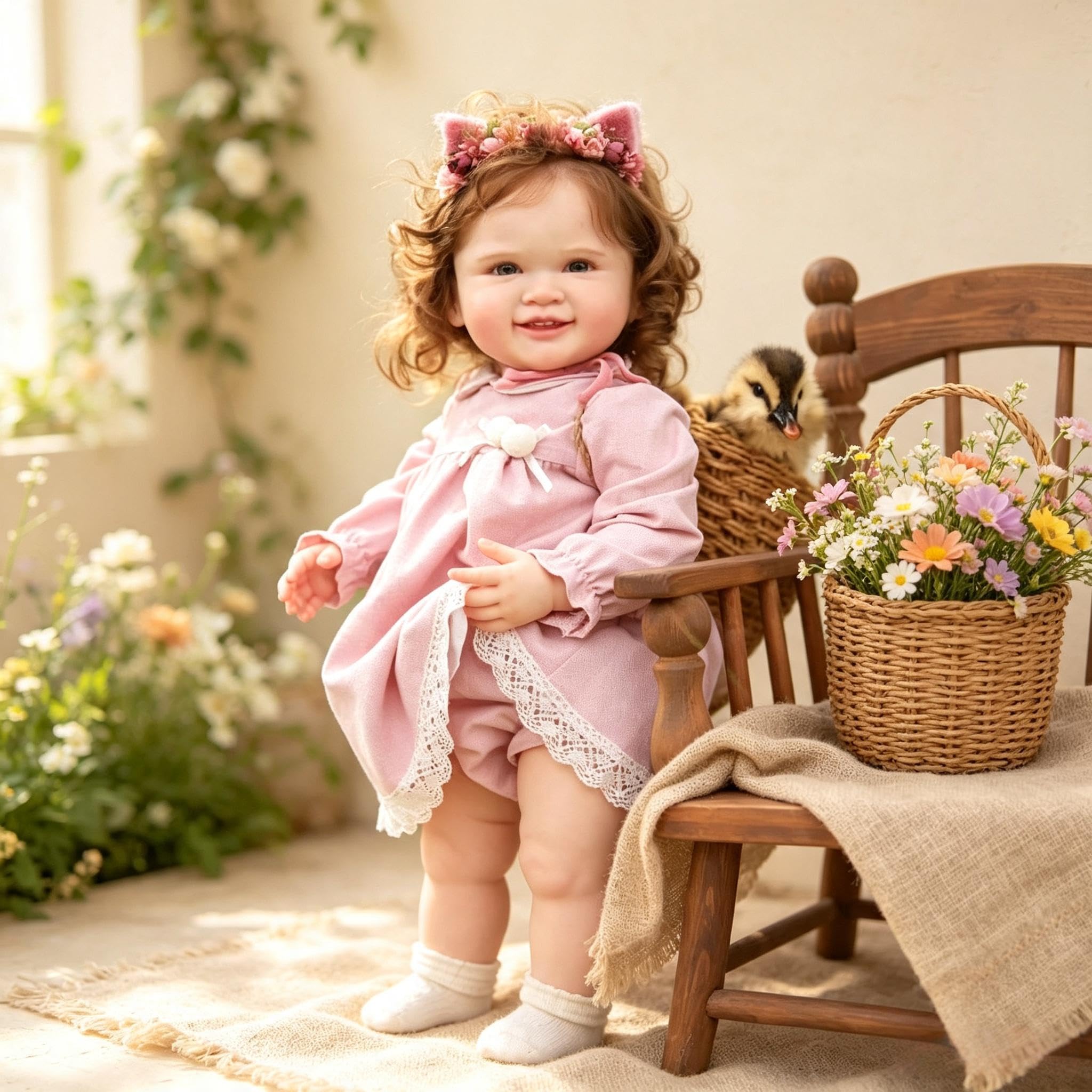 RXDOLL Duży rozmiar, realistyczne lalki Reborn dla małych dzieci, dla dziewczynki, 71 cm, prawdziwe życie, miękkie winylowe tkaniny, ciało, ręcznie wykonane, ważone, realistyczne niemowlęta, brązowe