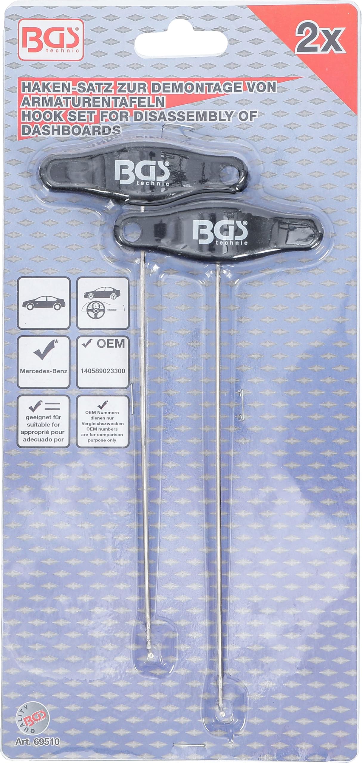 BGS 69510 | Serie di ganci per smontare cruscotto Mercedes-Benz | 2 pz.